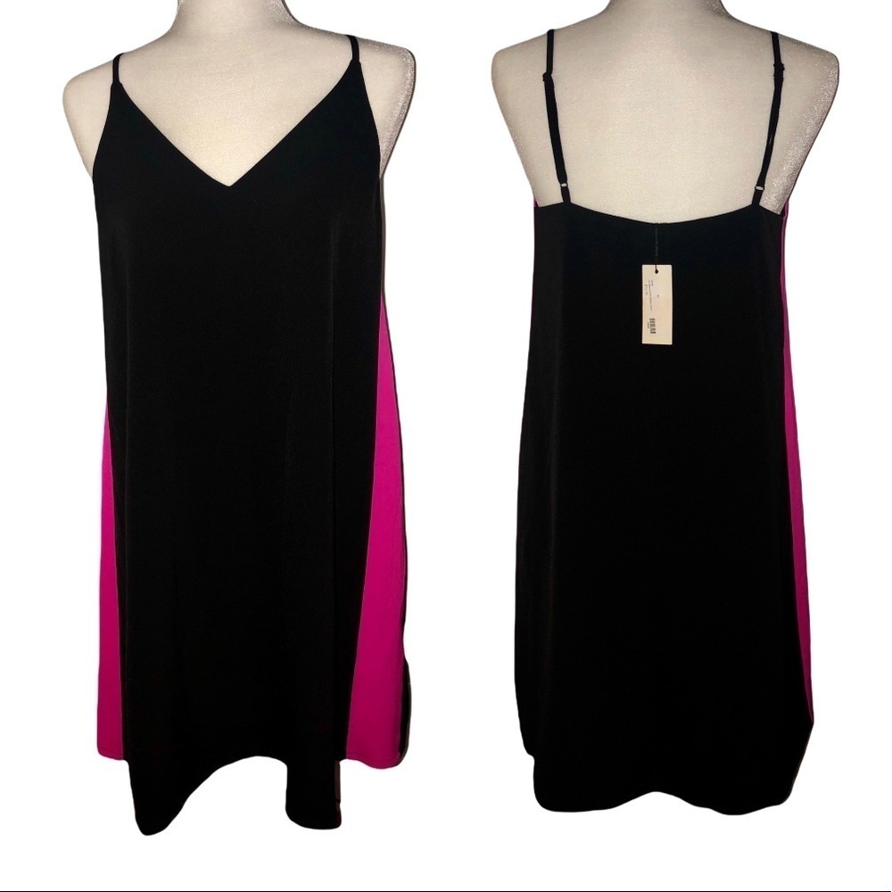 NWT SUGAR LIPS Black & Pink Spaghetti Strap Mini Dress Size S